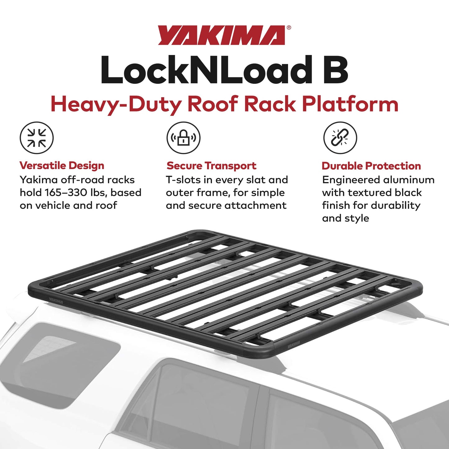 Yakima 60 by 54 Inch LockNLoad 3 Bar System Heavy Duty Roof Rack Platform, Black - Find Fresh Goods