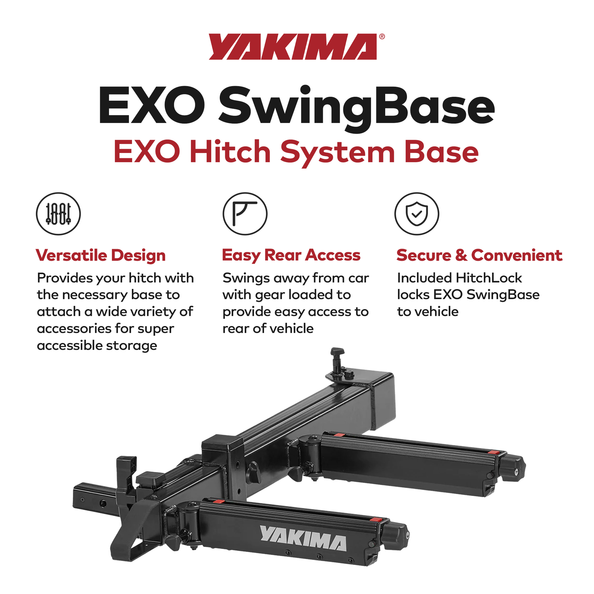 Yakima EXO SwingBase 2 Inch Hitch Base Rack Storage System with HitchLock, Black - Find Fresh Goods