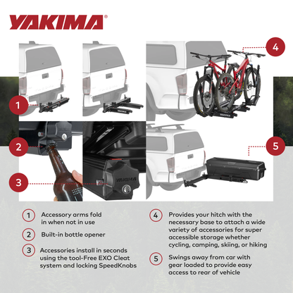 Yakima EXO SwingBase 2 Inch Hitch Base Rack Storage System with HitchLock, Black - Find Fresh Goods