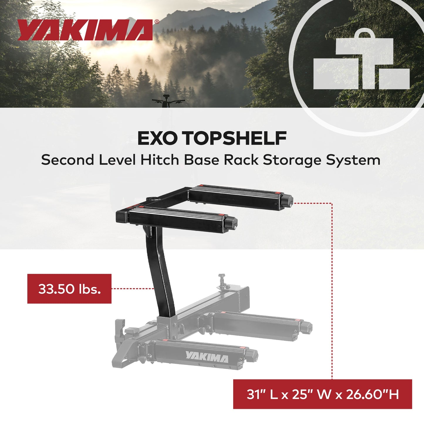 Yakima EXO TopShelf Second Level Hitch Base Rack Storage System with 2 SKS Locks - Find Fresh Goods