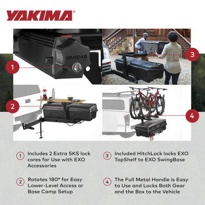 Yakima EXO TopShelf Second Level Hitch Base Rack Storage System with 2 SKS Locks - Find Fresh Goods