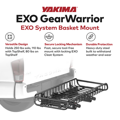 Yakima EXO GearWarrior Sturdy Heavy Duty Alloy Steel Cargo Basket Mount, Black - Find Fresh Goods