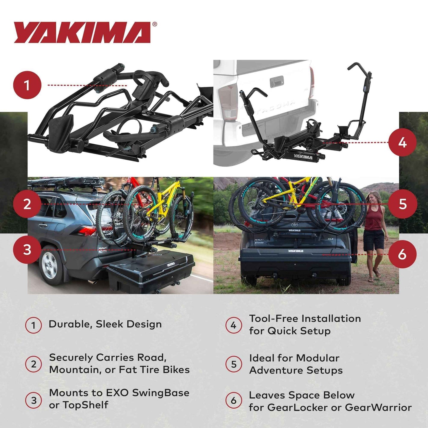 Yakima EXO DoubleUp 2 Bike Capacity for EXO SwingBase or EXO TopShelf, Black