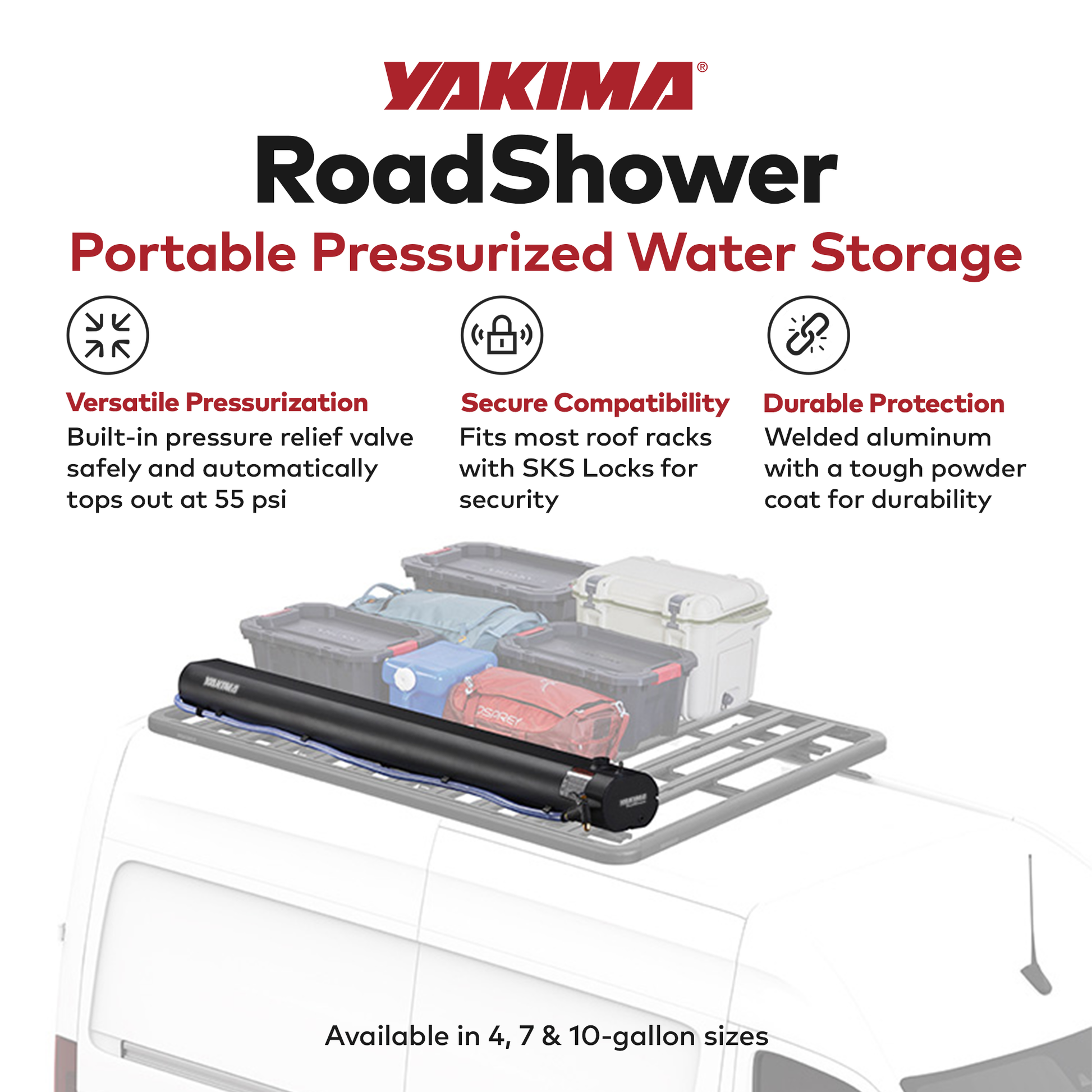 YAKIMA RoadShower Medium 7 Gallon Portable Pressurized Water Storage, Black - Find Fresh Goods