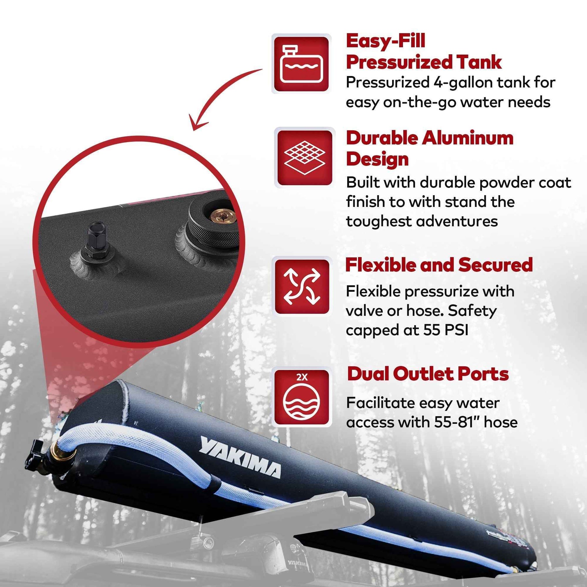 YAKIMA RoadShower Small 4 Gal Portable Aluminum Pressurized Water Storage, Black