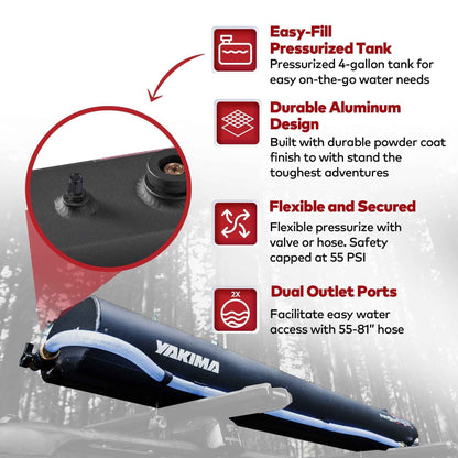 YAKIMA RoadShower Small 4 Gal Portable Aluminum Pressurized Water Storage, Black