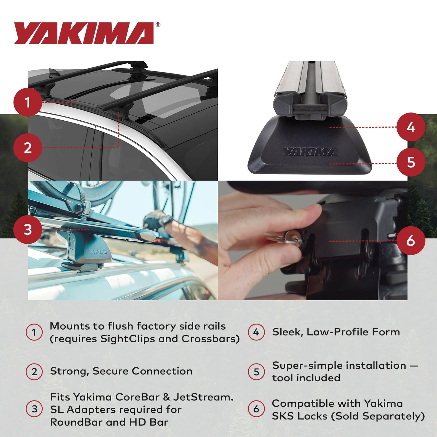 Yakima SightLine Roof Rack Tower for Vehicles with Flush-Mounted Side Rails - Find Fresh Goods