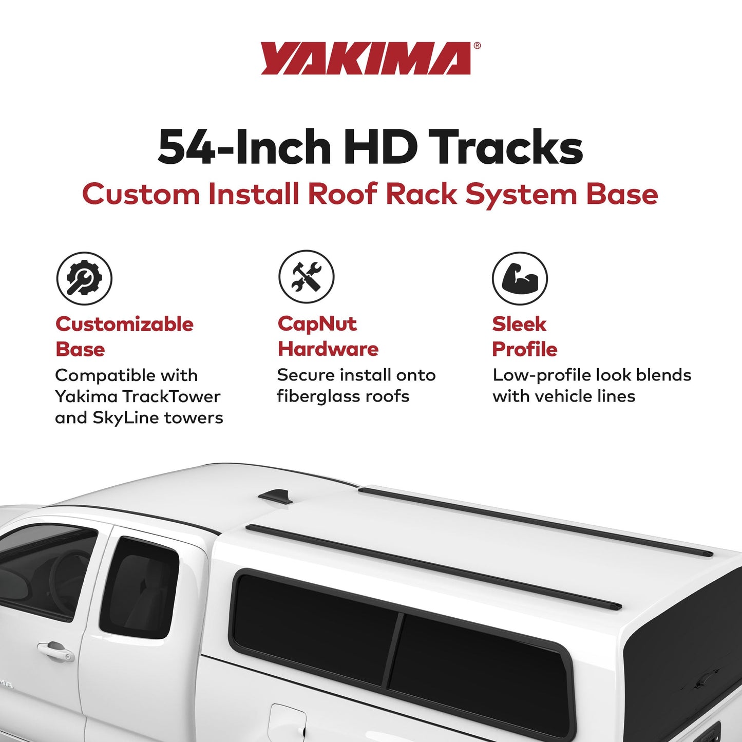 Yakima HD Track 54 Inch Car Roof Top Rack Mounting System with CapNuts, Black - Find Fresh Goods