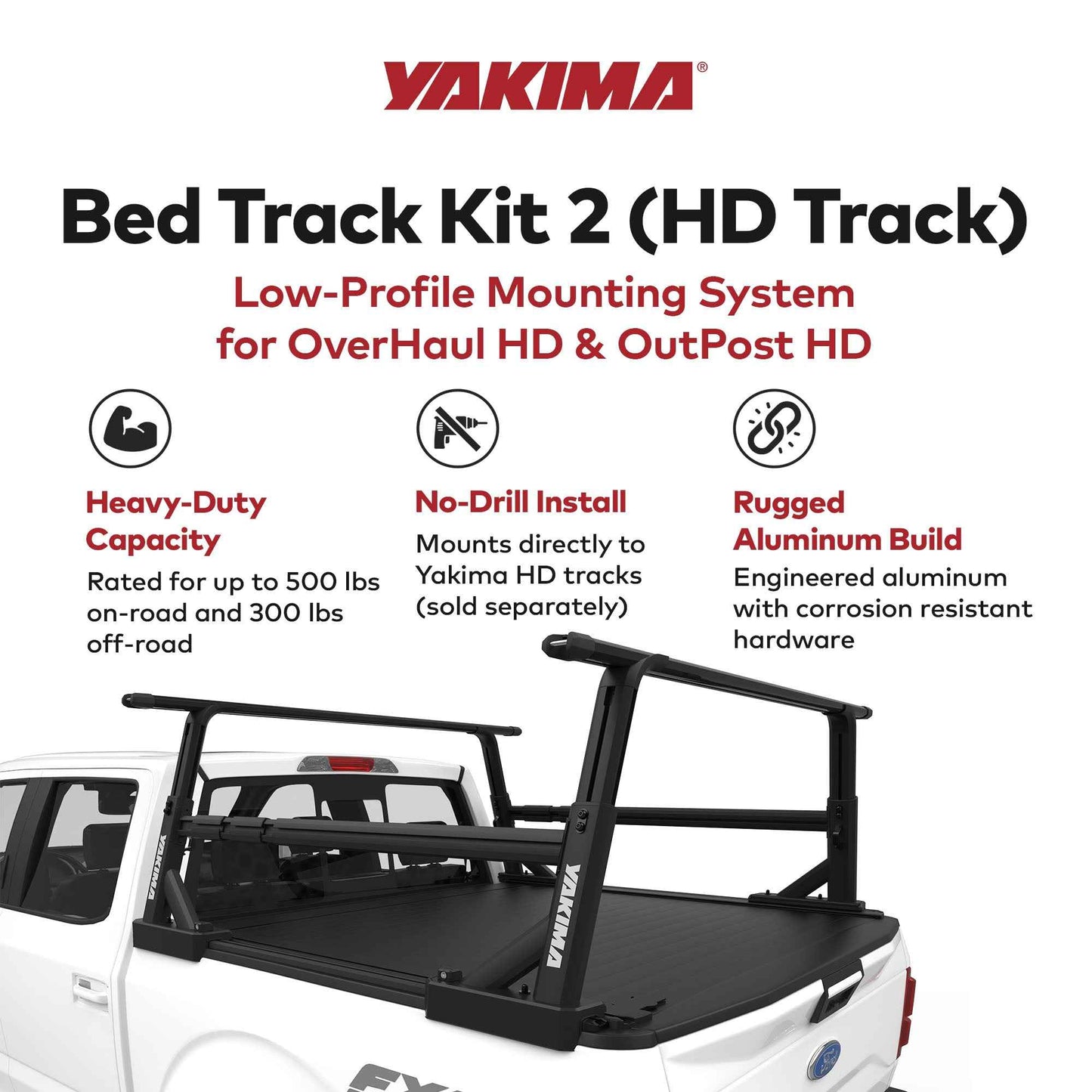 YAKIMA Truck Bed Track HD Kit for OverHaul HD and OutPost HD (Set of 2), Black