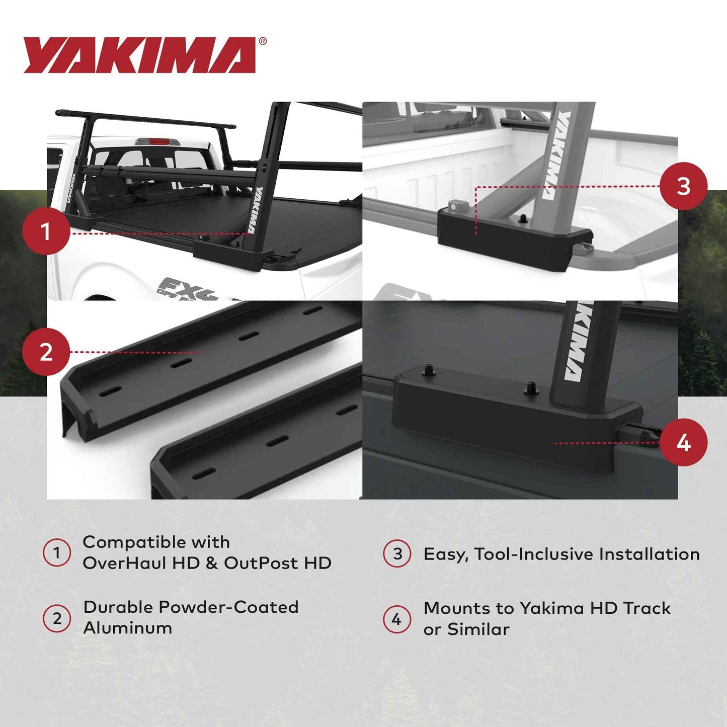 YAKIMA Truck Bed Track HD Kit for OverHaul HD and OutPost HD (Set of 2), Black