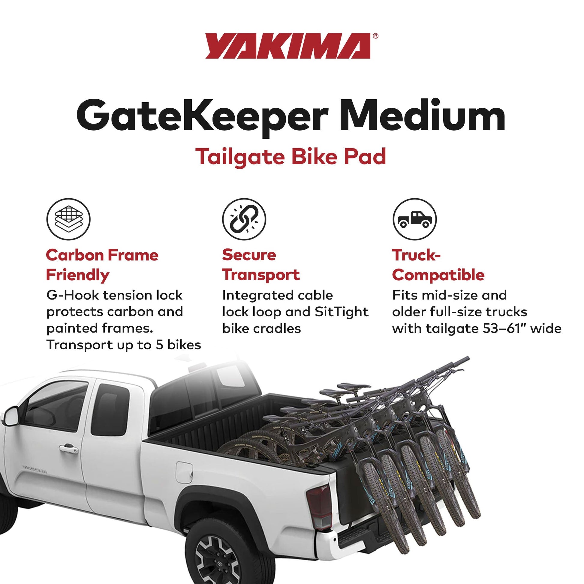 Yakima GateKeeper Truck Bed Tailgate Pad for Transport, Up to 6 Bikes, Black - Find Fresh Goods