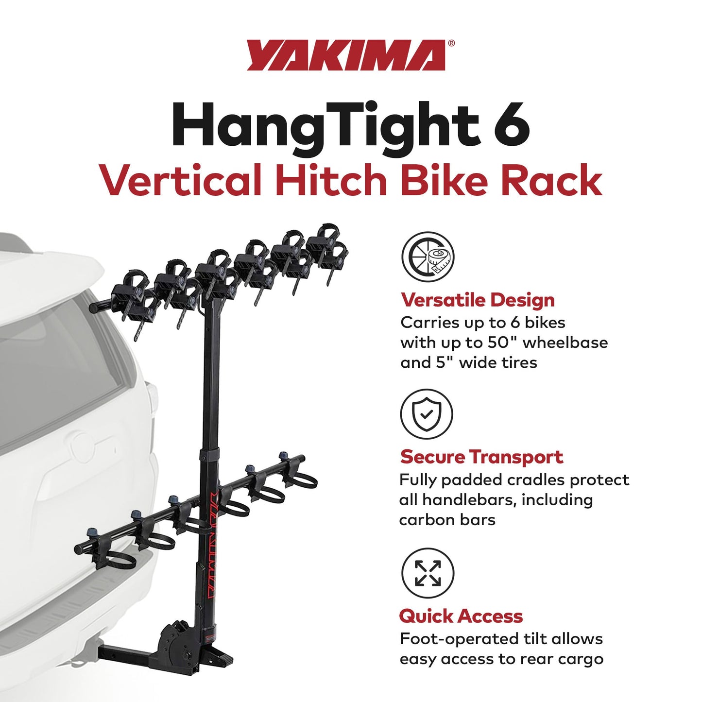 Yakima HangTight 6 Vertical Hanging Hitch Bike Rack for 2 Inch Hitch Receivers - Find Fresh Goods