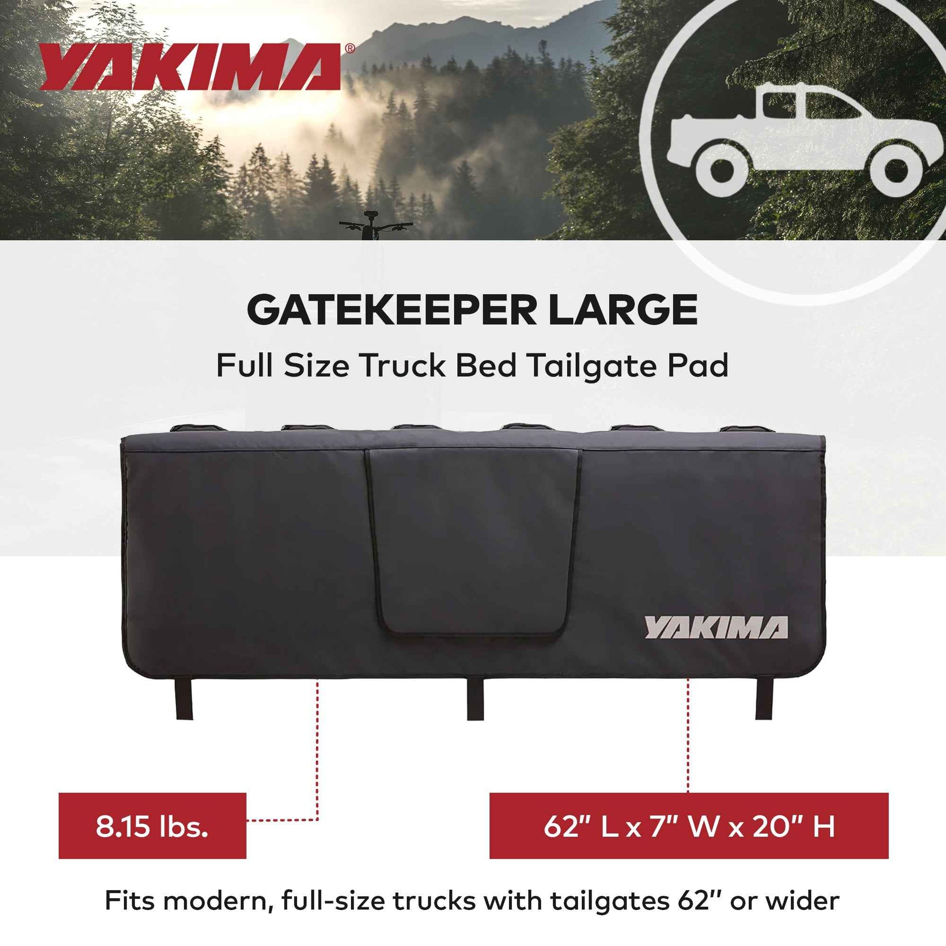 Yakima GateKeeper Full Size Truck Bed Large Polyester Tailgate Bike Pad, Black