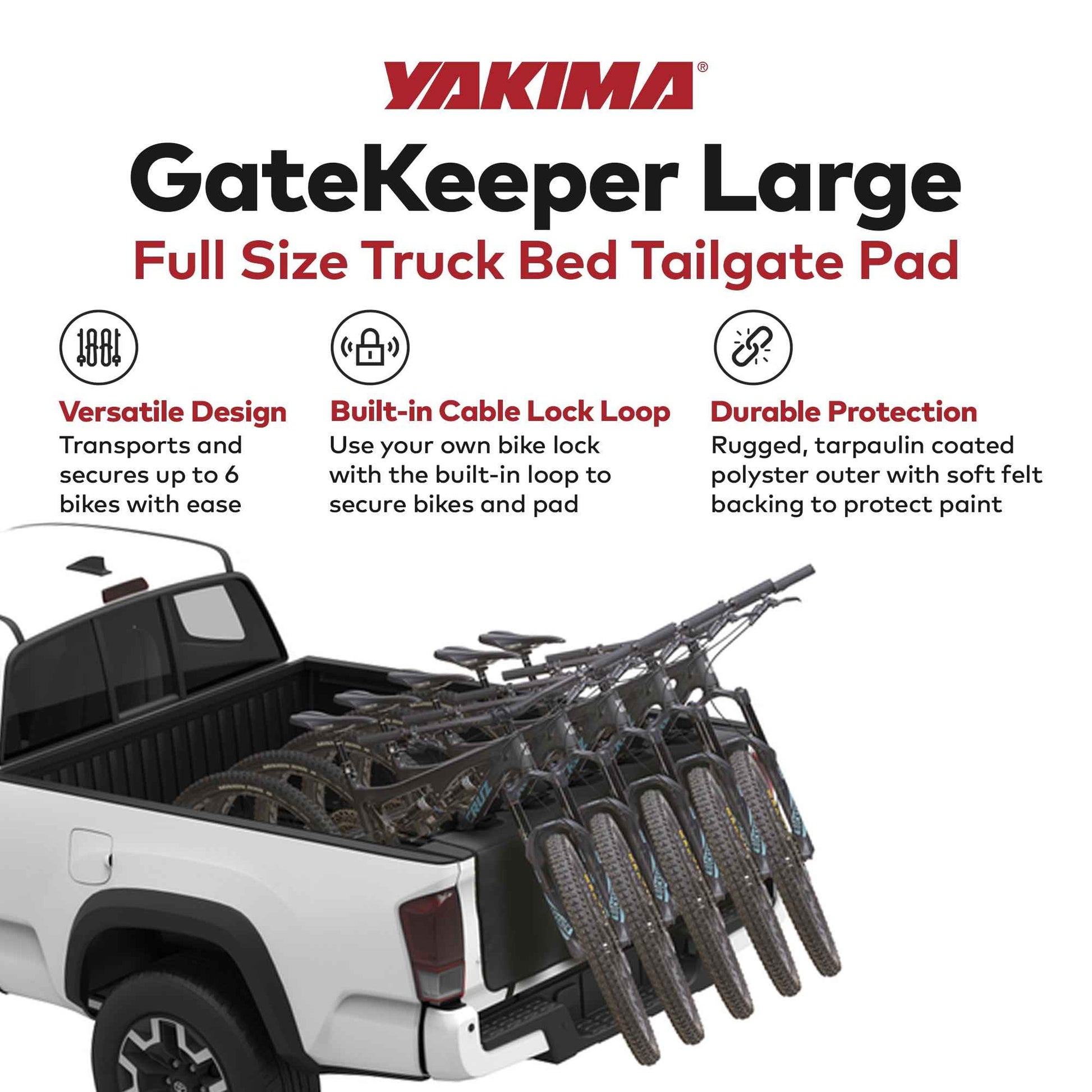 Yakima GateKeeper Full Size Truck Bed Large Polyester Tailgate Bike Pad, Black