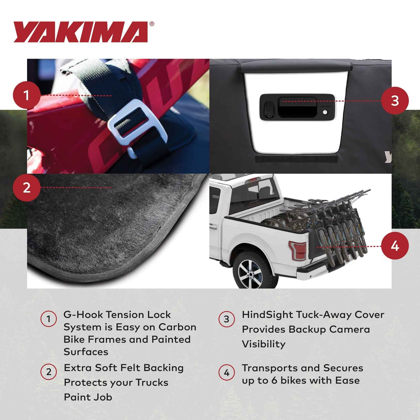 Yakima GateKeeper Full Size Truck Bed Large Polyester Tailgate Bike Pad, Black