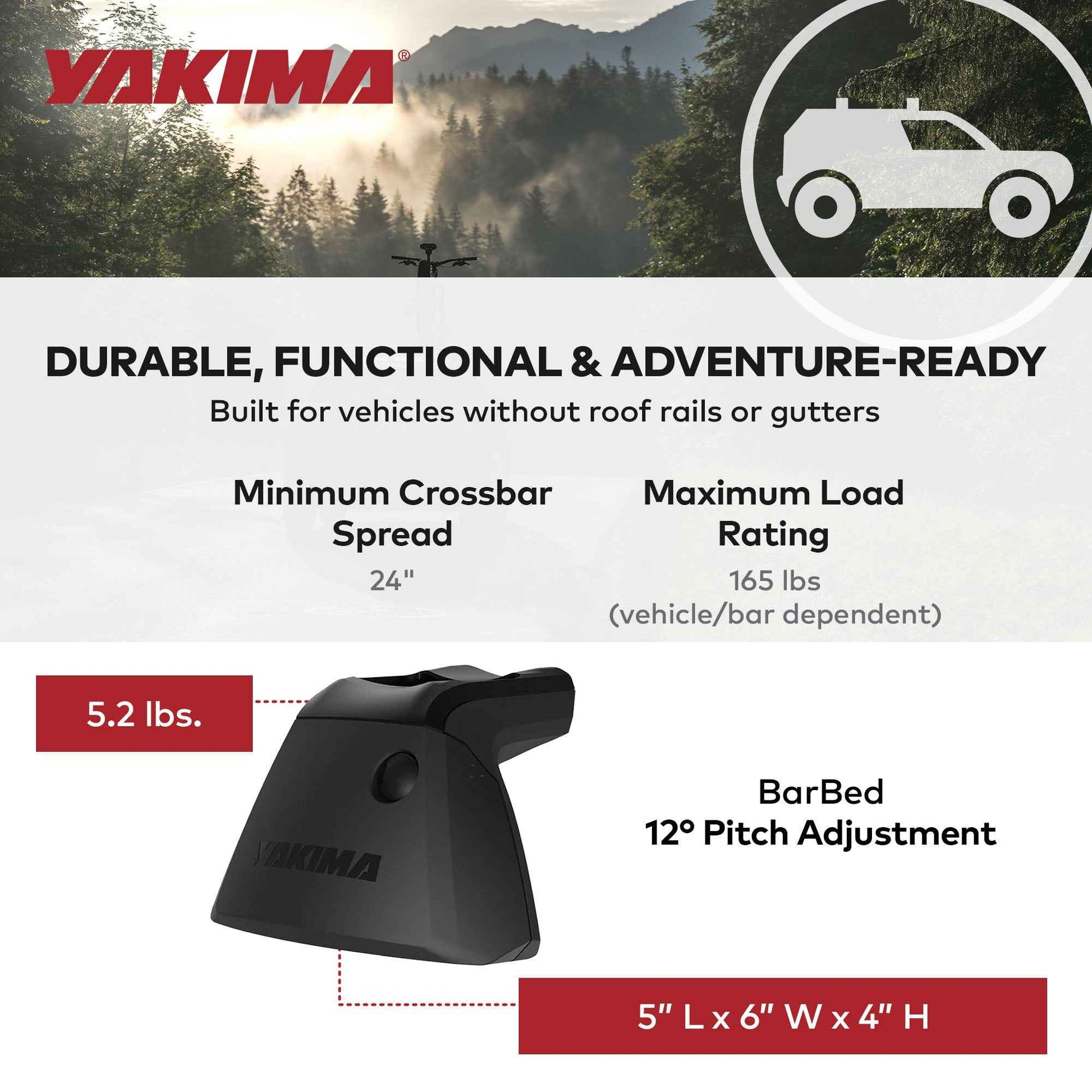 YAKIMA BaseLine Adjustable Rack Towers for Vehicles with Naked Roof, Set of 4