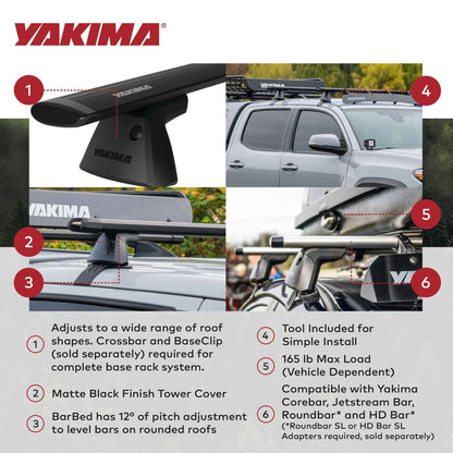YAKIMA BaseLine Adjustable Rack Towers for Vehicles with Naked Roof, Set of 4