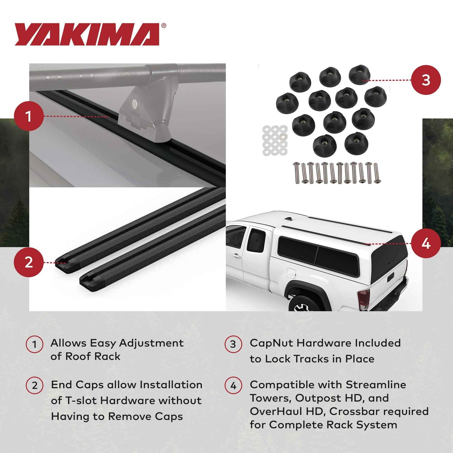 Yakima HD Track 60 Inch Car Roof Top Rack Mounting System with CapNuts, Black