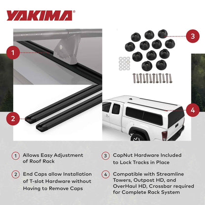 Yakima HD Track 60 Inch Car Roof Top Rack Mounting System with CapNuts, Black