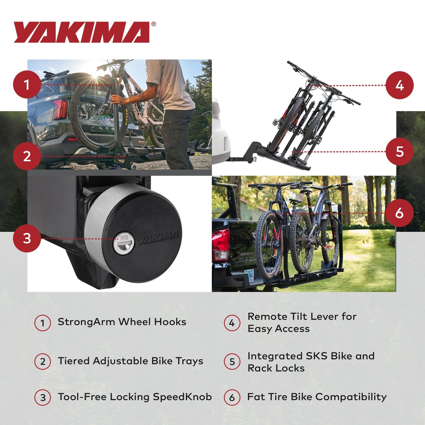 Yakima StageTwo Premium Bike Tray Hitch Bike Rack Compatible w/ 52" Wheelbases - Find Fresh Goods