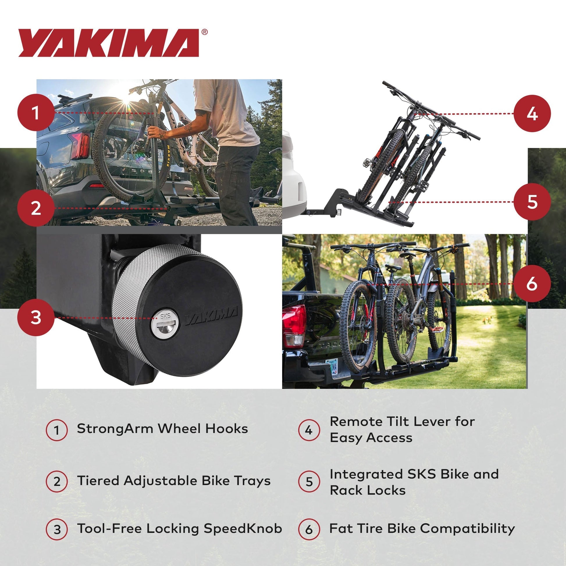 Yakima StageTwo Premium Bike Tray Hitch Bike Rack Compatible w/ 52" Wheelbases - Find Fresh Goods