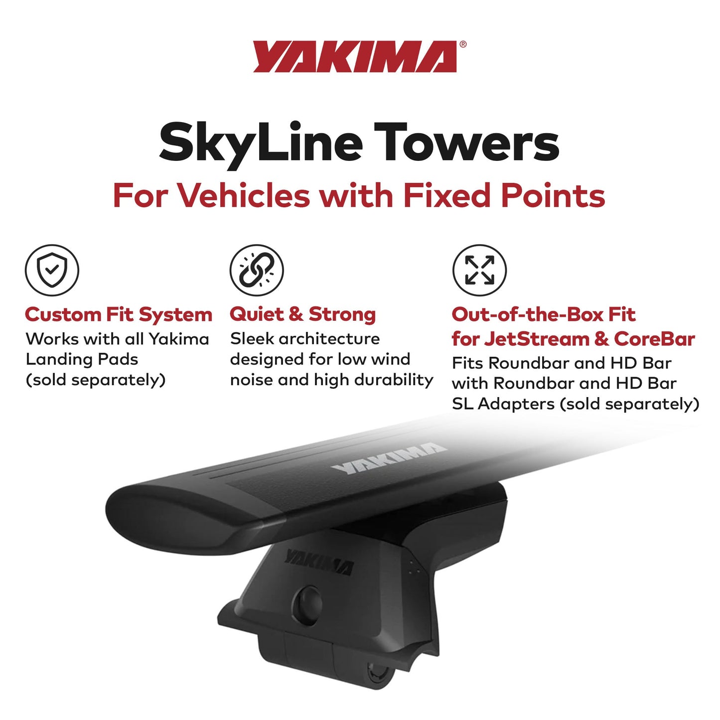 YAKIMA SkyLine Towers Roof Rack Cargo for Vehicles with Fixed Points (Set of 4) - Find Fresh Goods