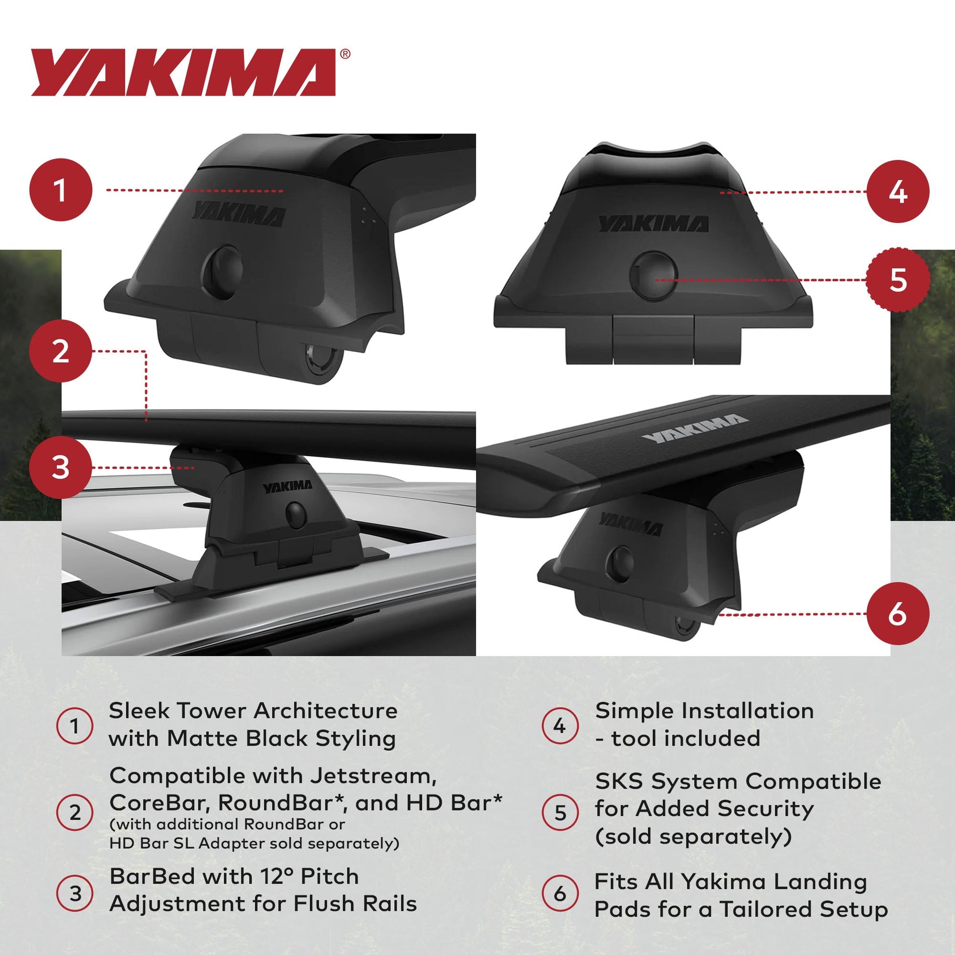 YAKIMA SkyLine Towers Roof Rack Cargo for Vehicles with Fixed Points (Set of 4) - Find Fresh Goods