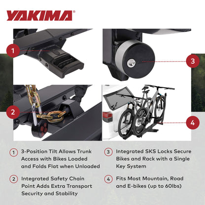 Yakima StageTwo Premium 4 Bike Tray Hitch Bike Rack Compatible w/ 52" Wheelbases - Find Fresh Goods