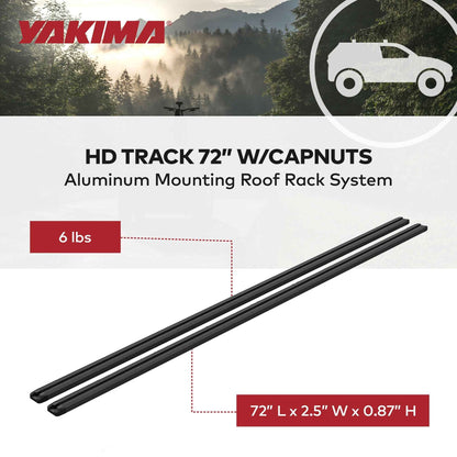 Yakima HD Track 72 Inch Car Roof Top Rack Mounting System with CapNuts, Black
