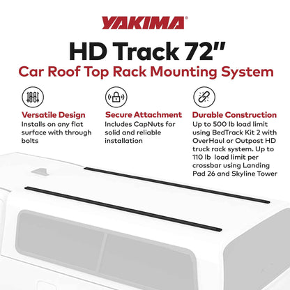 Yakima HD Track 72 Inch Car Roof Top Rack Mounting System with CapNuts, Black