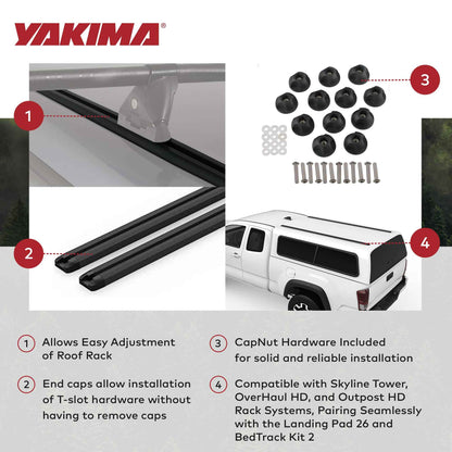 Yakima HD Track 72 Inch Car Roof Top Rack Mounting System with CapNuts, Black