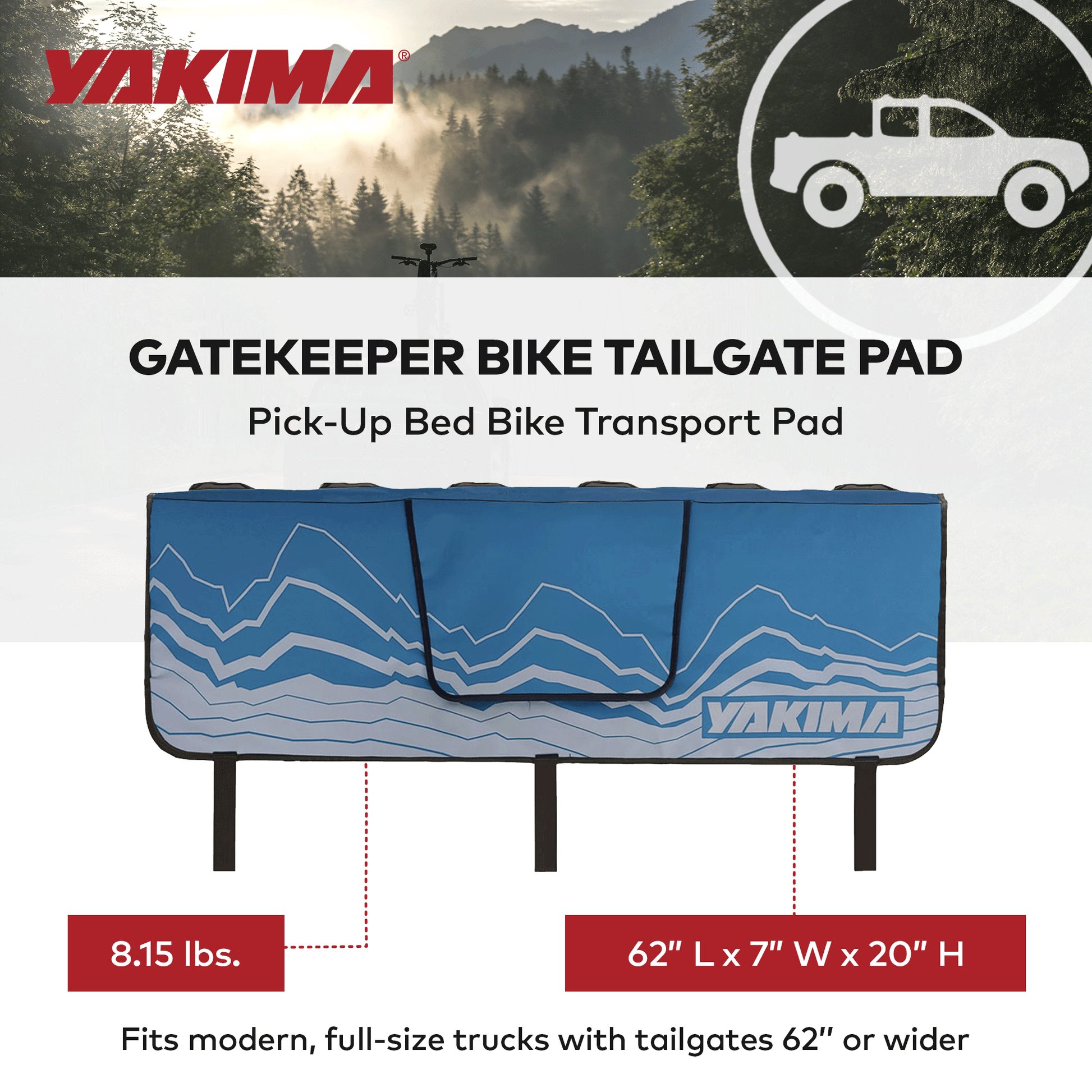 Yakima GateKeeper Full Size Truck Bed Large Tailgate Bike Pad, Cascade Blue - Find Fresh Goods