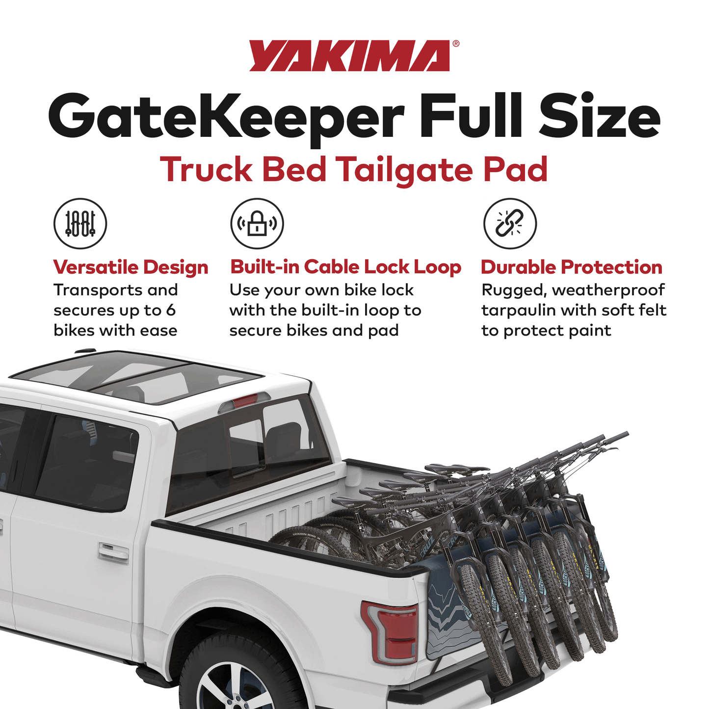Yakima GateKeeper Full Size Truck Bed Large Tailgate Bike Pad, Cascade Blue - Find Fresh Goods