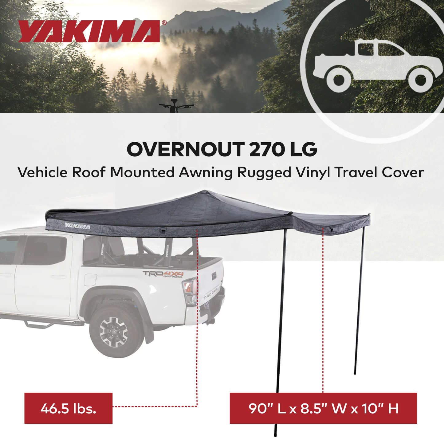 Yakima MajorShady 270 LH Vehicle Roof Mounted Awning Rugged Vinyl Travel Cover