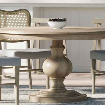 Maven Lane Zola Traditional Round Wooden Dining Table in Antiqued Grey Finish