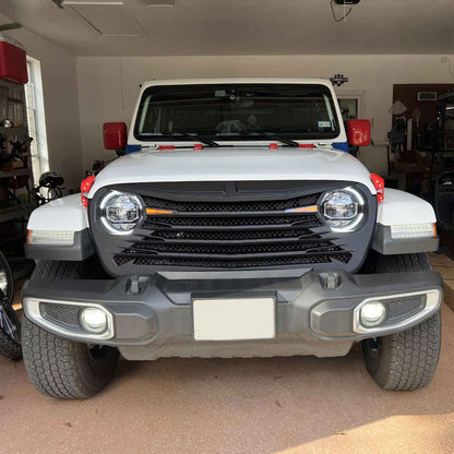 AMERICAN MODIFIED Tomahawk Front Grille w/DRL for 18-23 Jeep Wrangler/Gladiator