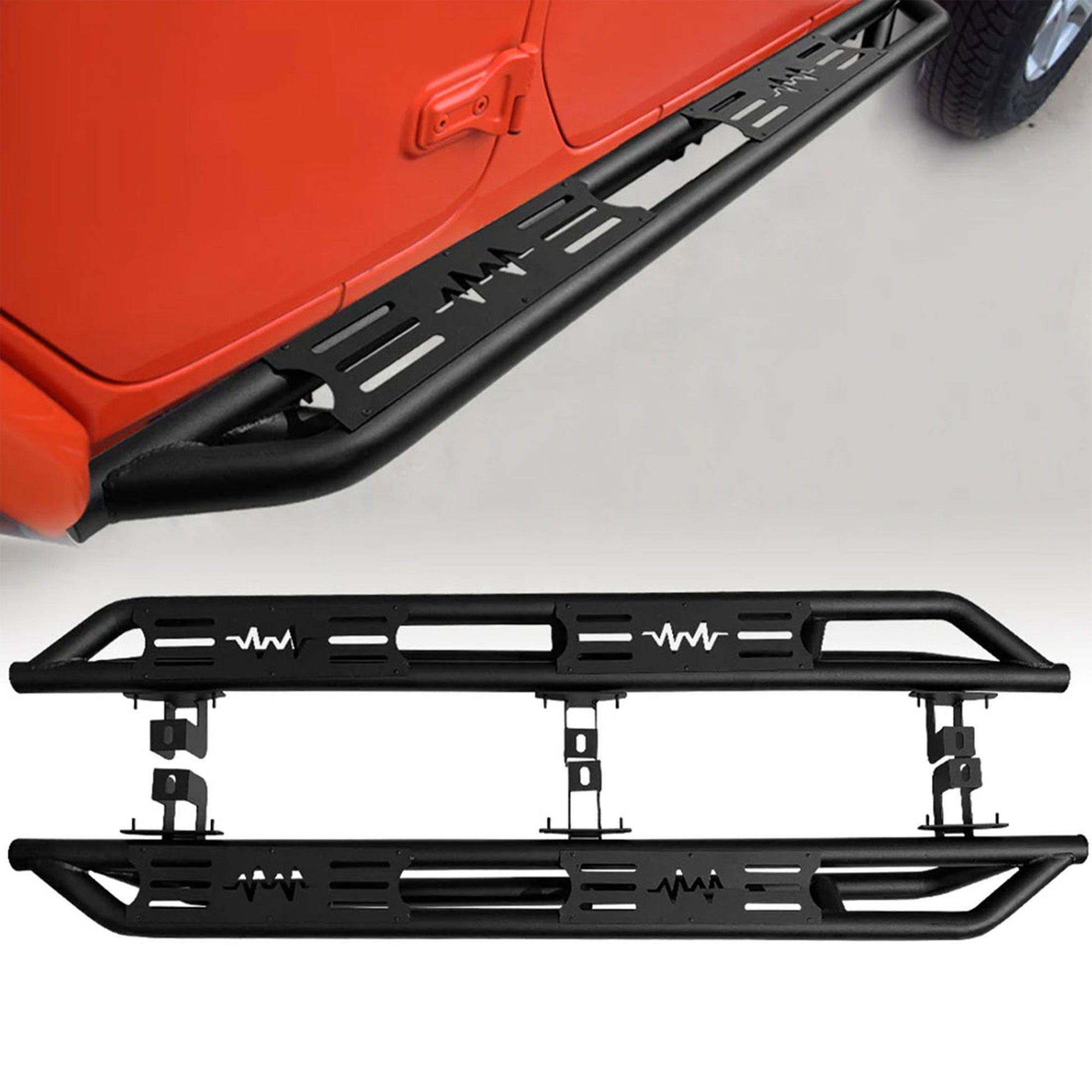 AMERICAN MODIFIED Side Step Bars Lightning Style for 18 to 23 Jeep Wrangler JL - Find Fresh Goods