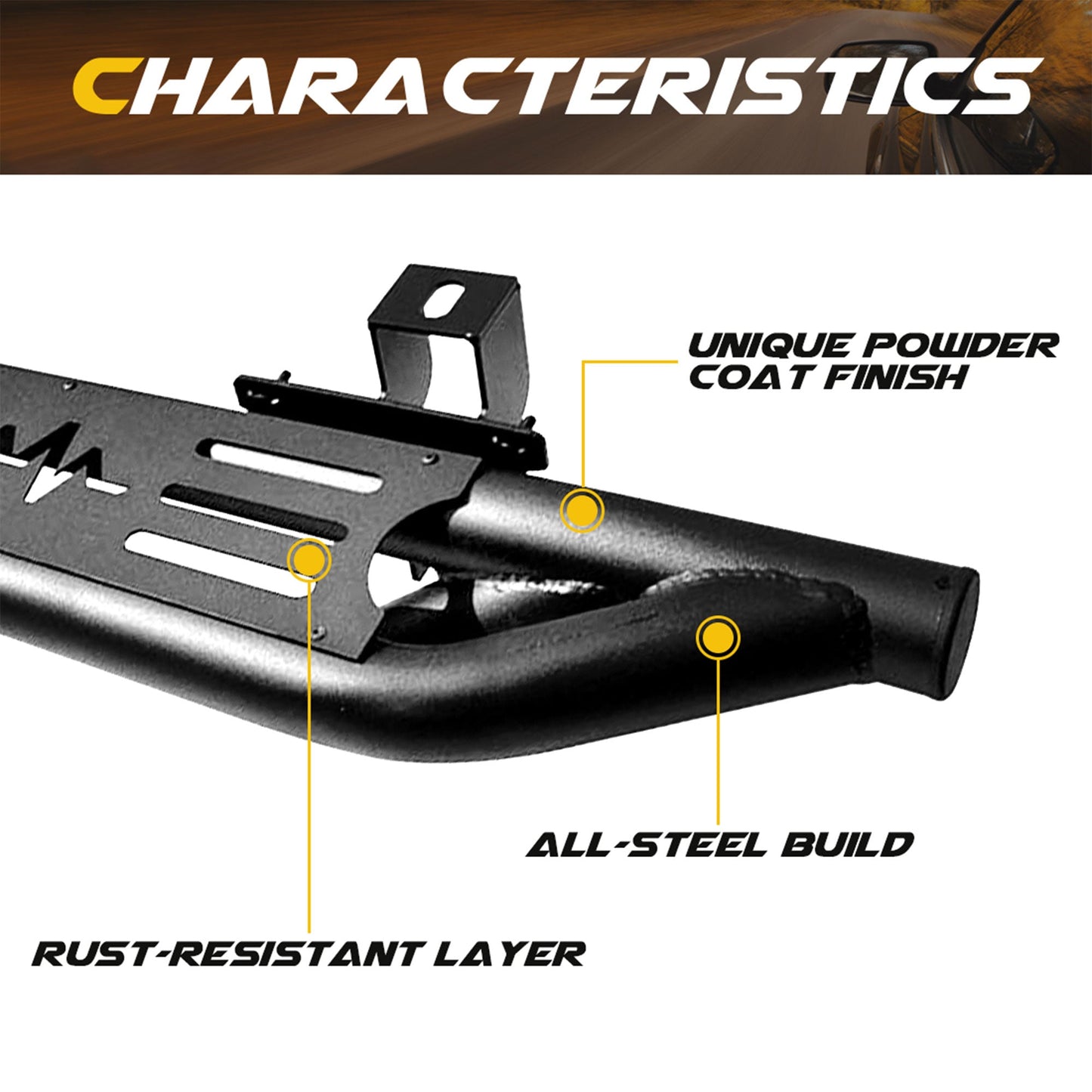 AMERICAN MODIFIED Side Step Bars Lightning Style for 18 to 23 Jeep Wrangler JL - Find Fresh Goods