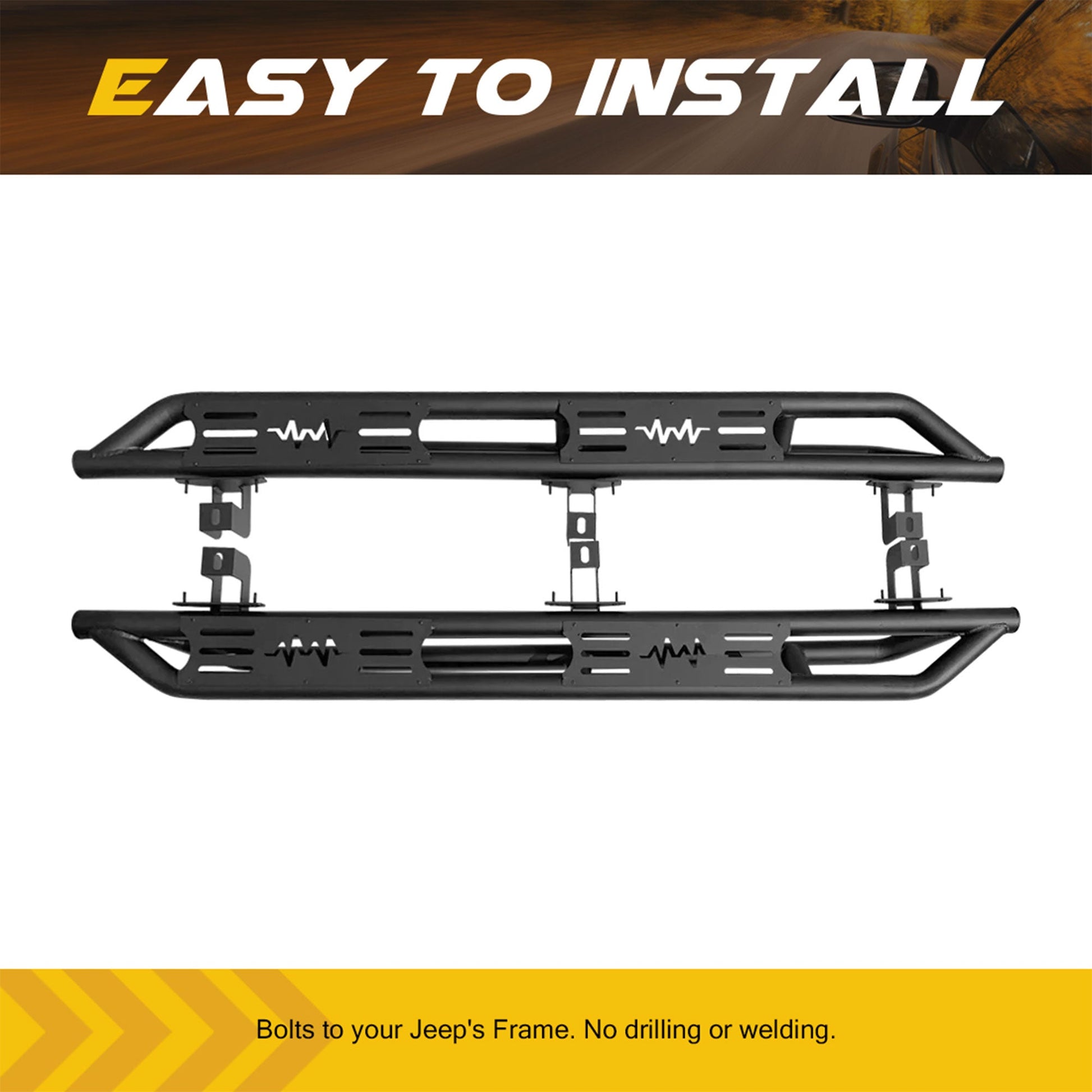 AMERICAN MODIFIED Side Step Bars Lightning Style for 18 to 23 Jeep Wrangler JL - Find Fresh Goods