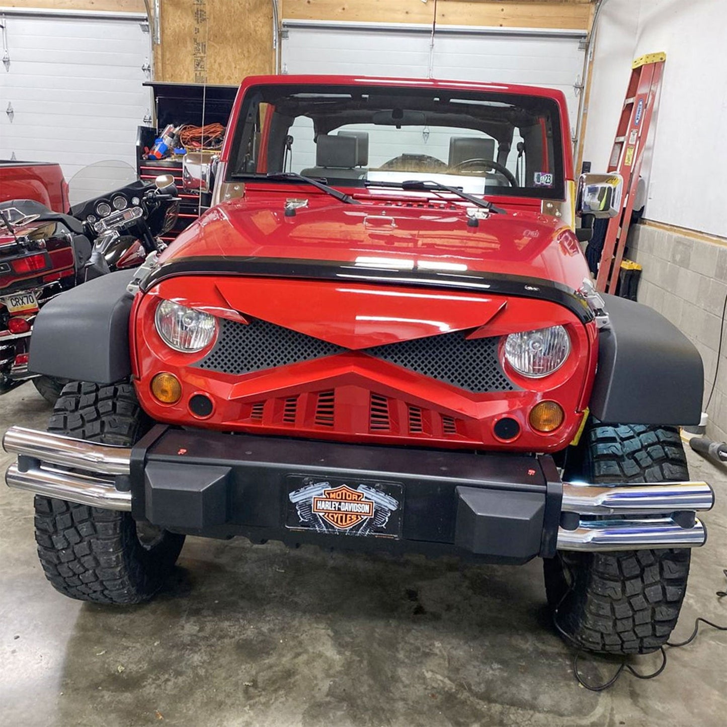 AMERICAN MODIFIED Hawke Front Replacement Grille for 07-18 Jeep Wrangler JK, Red - Find Fresh Goods