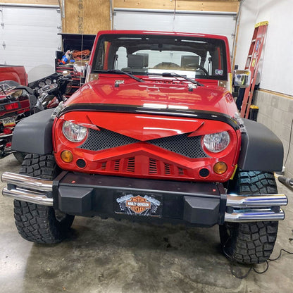 AMERICAN MODIFIED Hawke Front Replacement Grille for 07-18 Jeep Wrangler JK, Red - Find Fresh Goods