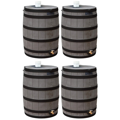 Good Ideas Rain Wizard Wood Rain Water Barrel with Darkened Ribs, Oak, (4 Pack)