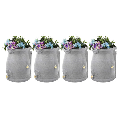 Good Ideas Rain Wizard 50 Gallon Plastic Rain Barrel Urn, Light Granite (4 Pack)