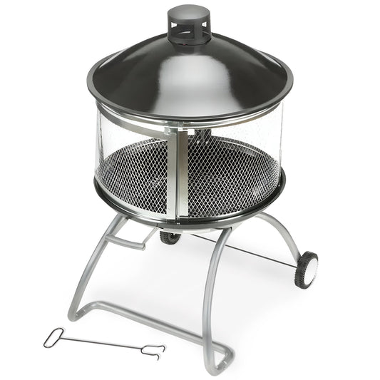 Four Seasons Courtyard 28 Inches Portable Fire Pit with Sliding Door Design