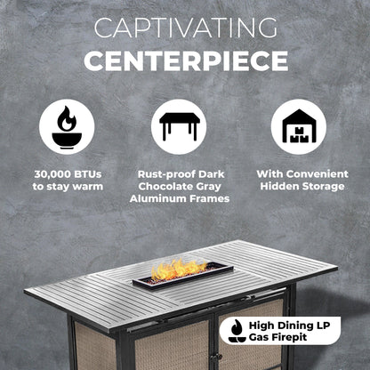 Four Seasons Courtyard Manhattan LP Gas Aluminum Fire Pit Table, Charcoal Gray