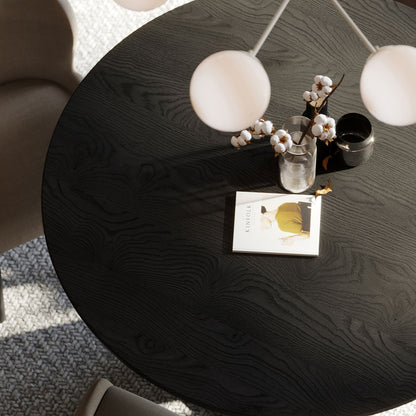Mila Contemporary Round Wooden Dining Table in Refined Black Finish