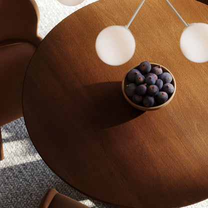 Mila Contemporary Round Wooden Dining Table in Refined Brown Finish