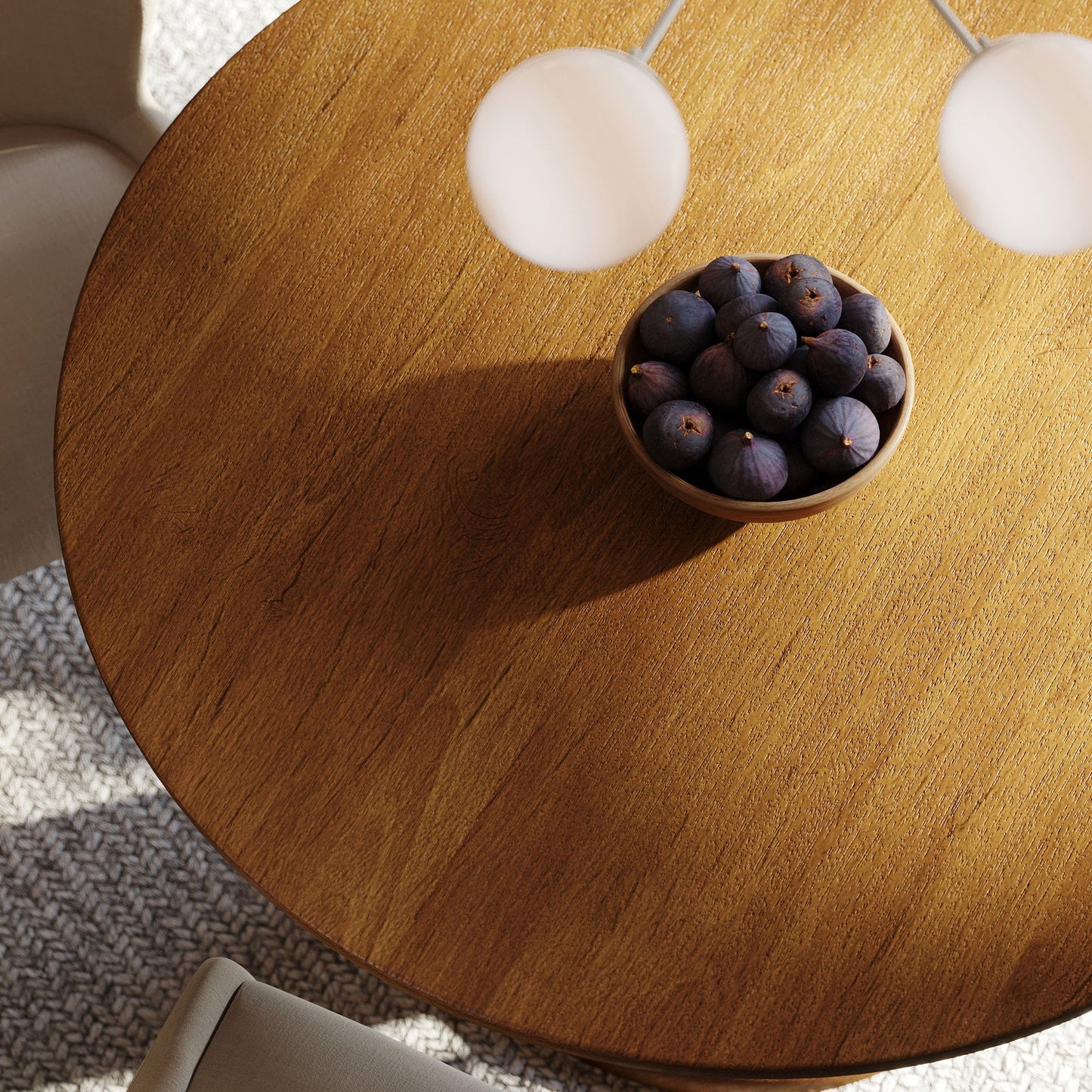 Mila Contemporary Round Wooden Dining Table in Refined Natural Finish