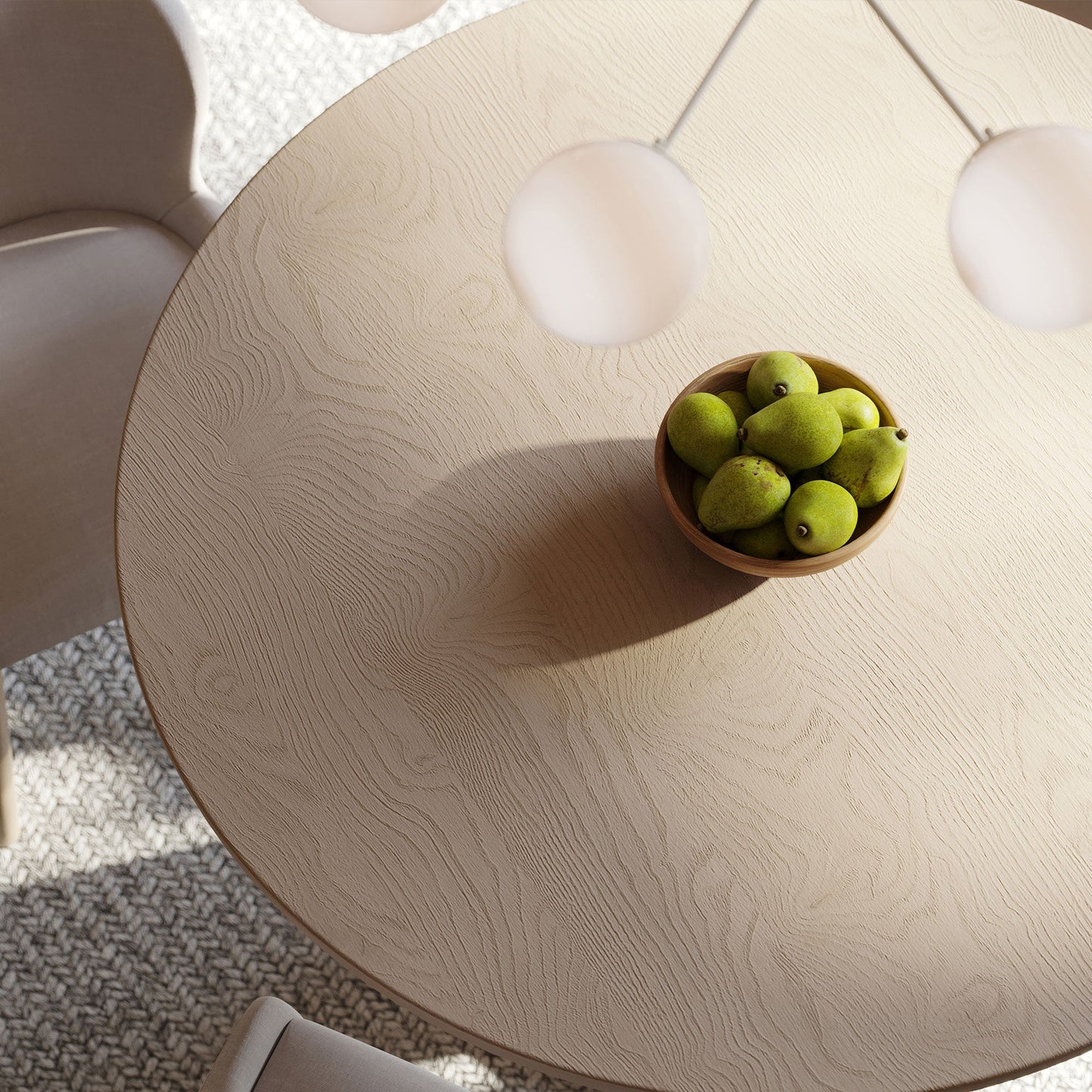 Mila Contemporary Round Wooden Dining Table in Refined White Finish