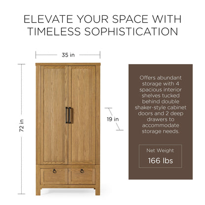 Maven Lane Vaughn Rustic Wooden Cabinet in Weathered Natural Finish